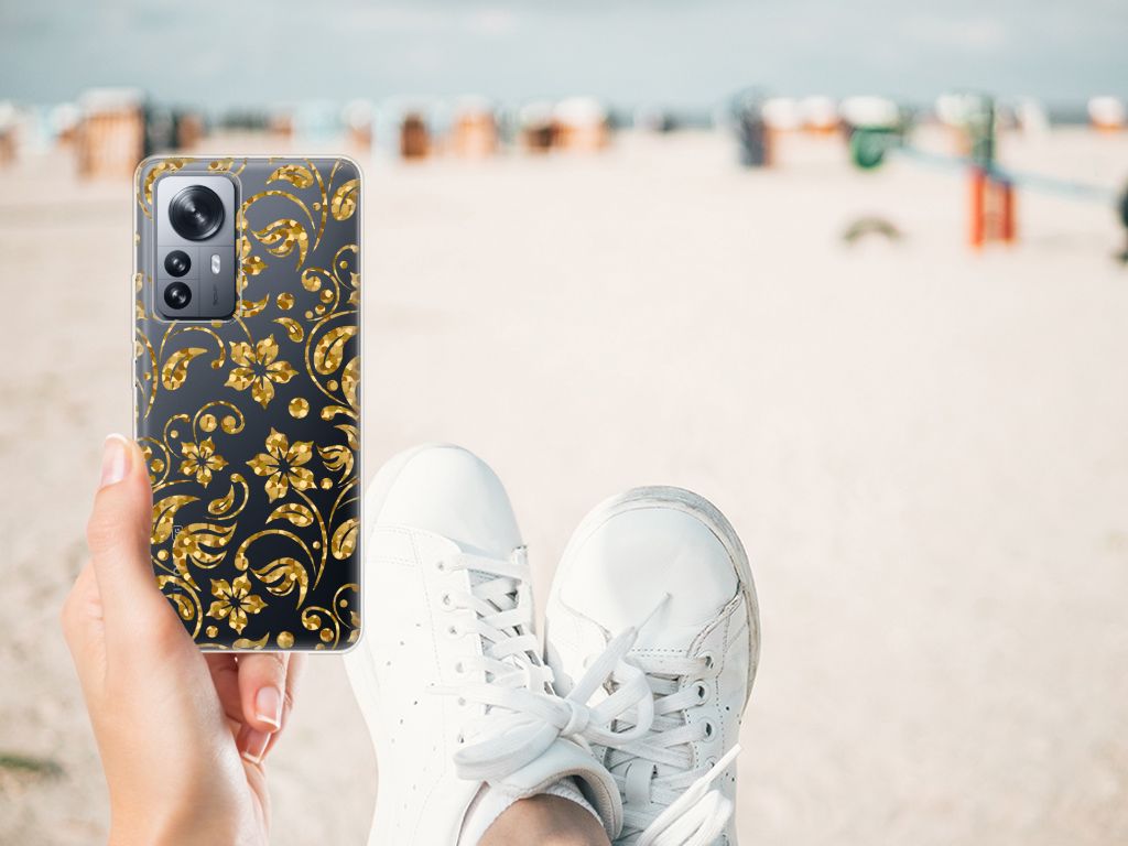 Xiaomi 12 Pro TPU Case Gouden Bloemen