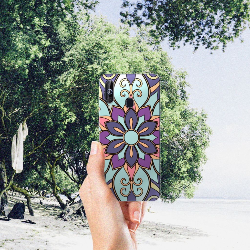 Samsung Galaxy A60 TPU Case Purple Flower