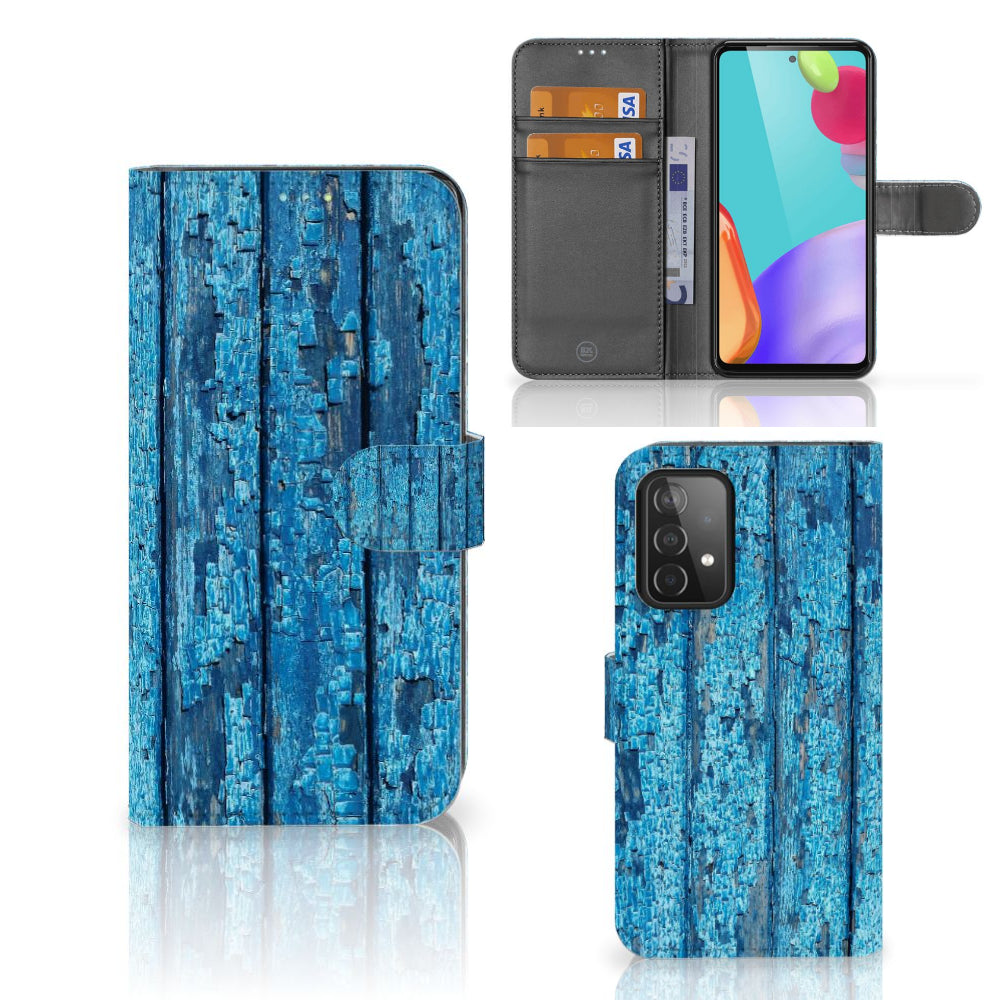 Samsung Galaxy A52 Book Style Case Wood Blue