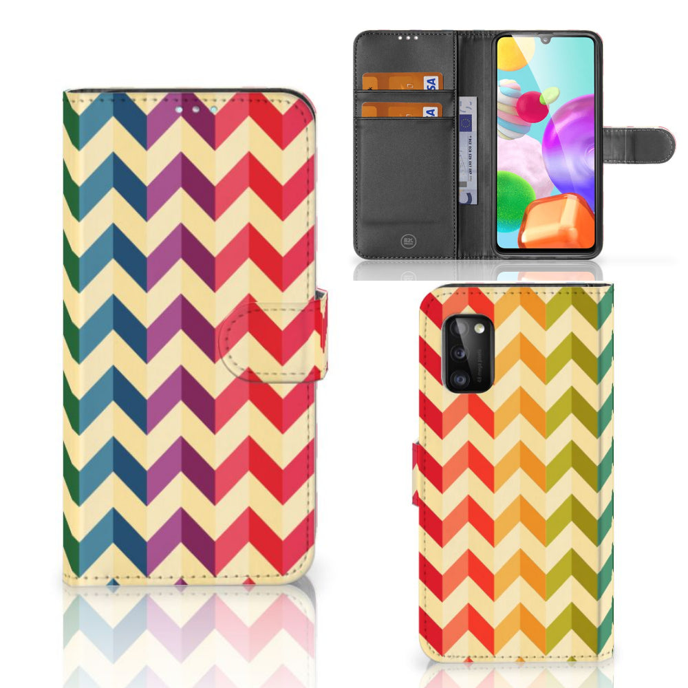 Samsung Galaxy A41 Telefoon Hoesje Zigzag Multi Color