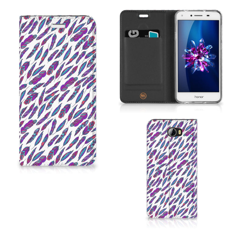 Huawei Y5 2 | Y6 Compact Hoesje met Magneet Feathers Color