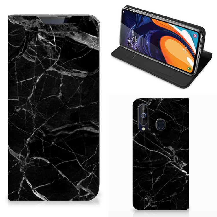 Samsung Galaxy A60 Standcase Marmer Zwart - Origineel Cadeau Vader