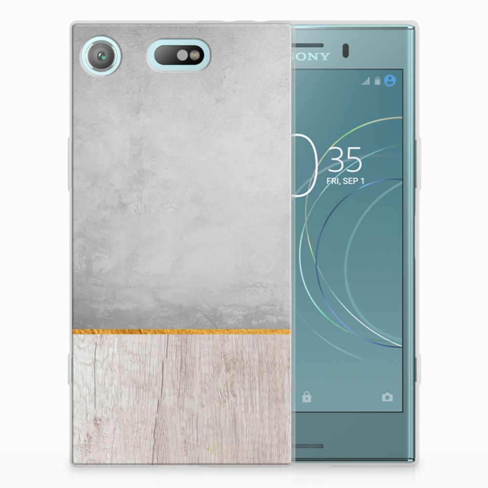 Sony Xperia XZ1 Compact Bumper Hoesje Wood Concrete