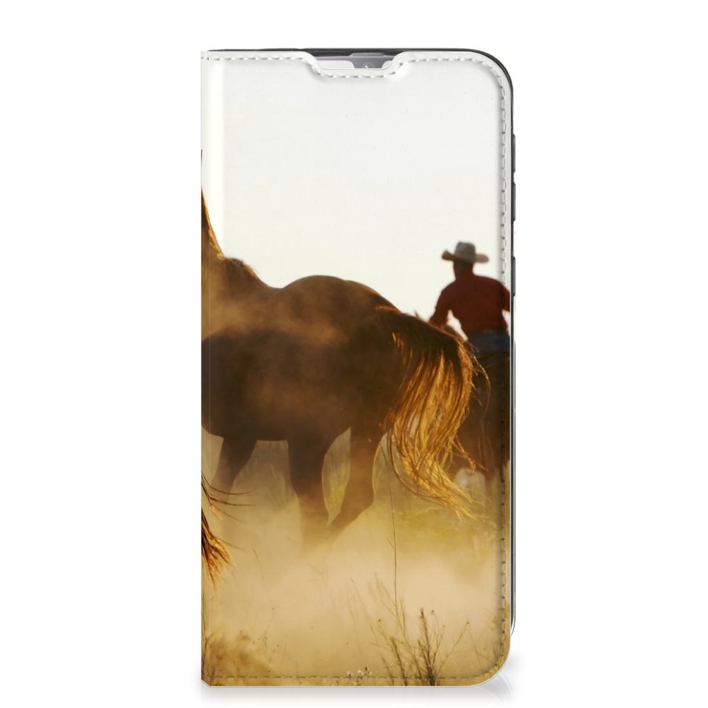 Samsung Galaxy M31 Hoesje maken Design Cowboy met paard en cowgirl in de zon.