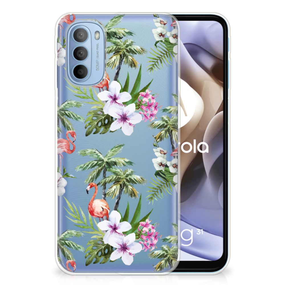 Motorola Moto G31 | G41 TPU Hoesje Flamingo Palms B2C Telecom