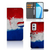 OnePlus 9 Bookstyle Case Nederland met artistiek ontwerp van de Nederlandse vlag en pasjeshouders.