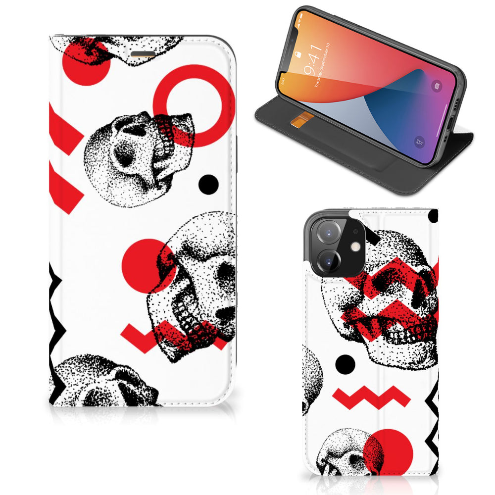 Mobiel BookCase iPhone 12 | iPhone 12 Pro Skull Red