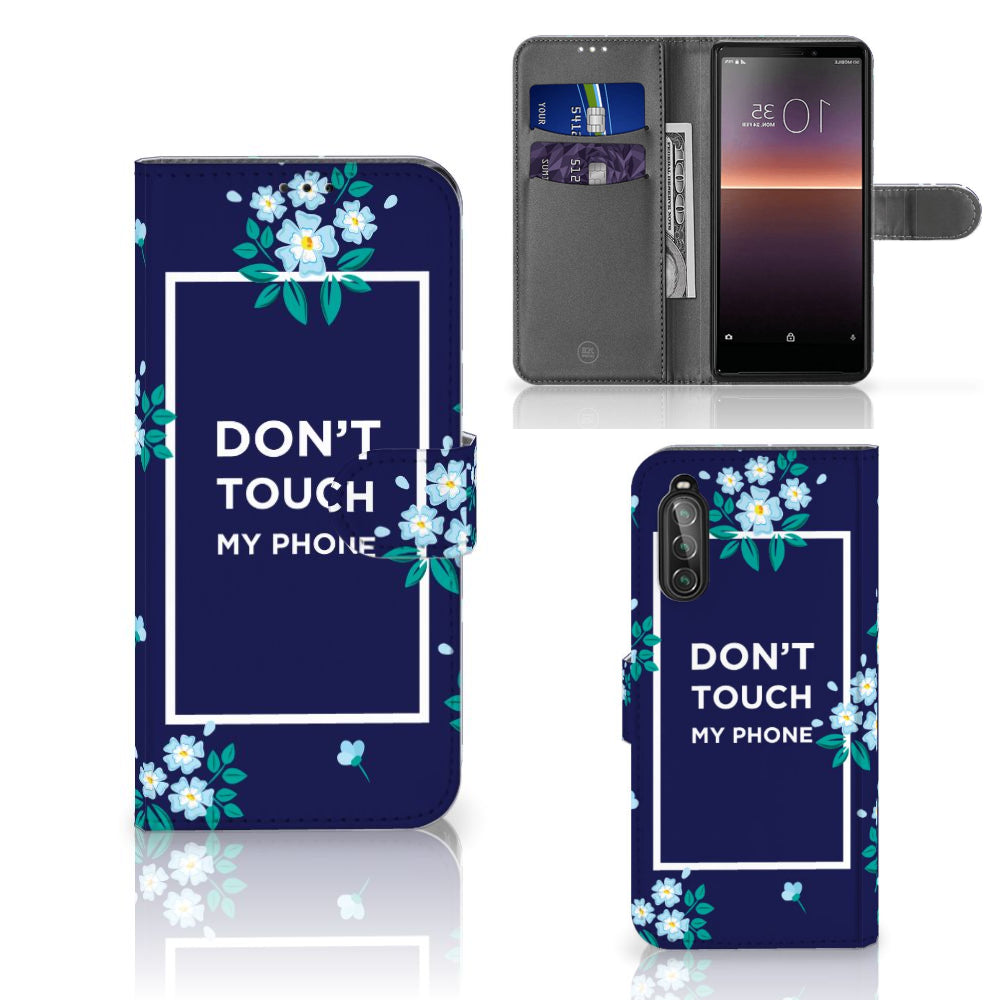 Sony Xperia 10 II Portemonnee Hoesje Flowers Blue DTMP