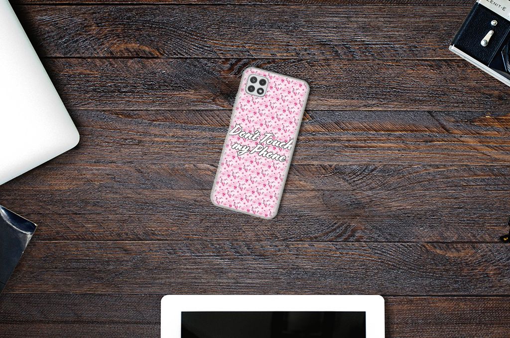 Samsung Galaxy A22 5G Silicone-hoesje Flowers Pink DTMP B2C Telecom
