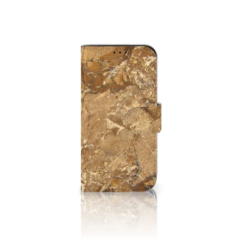 iPhone 13 Mini Bookcase Marmer Creme met luxe marmer design voor optimale bescherming en stijl.