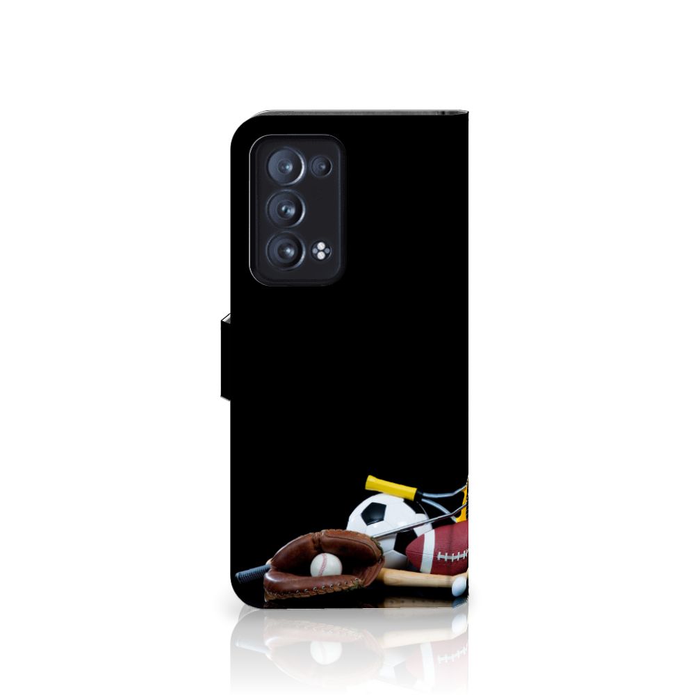 OPPO Reno 6 Pro Plus 5G Wallet Case met Pasjes Sports met afbeelding van verschillende sportuitrusting