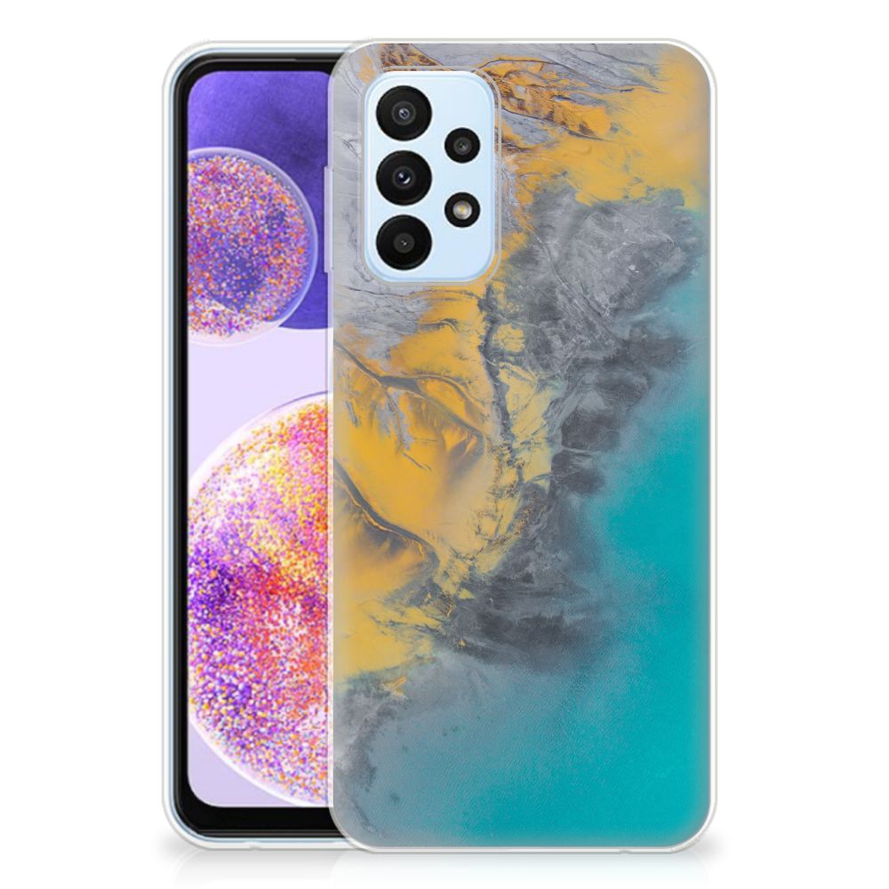 Samsung Galaxy A23 TPU Siliconen Hoesje Marble Blue Gold B2C Telecom
