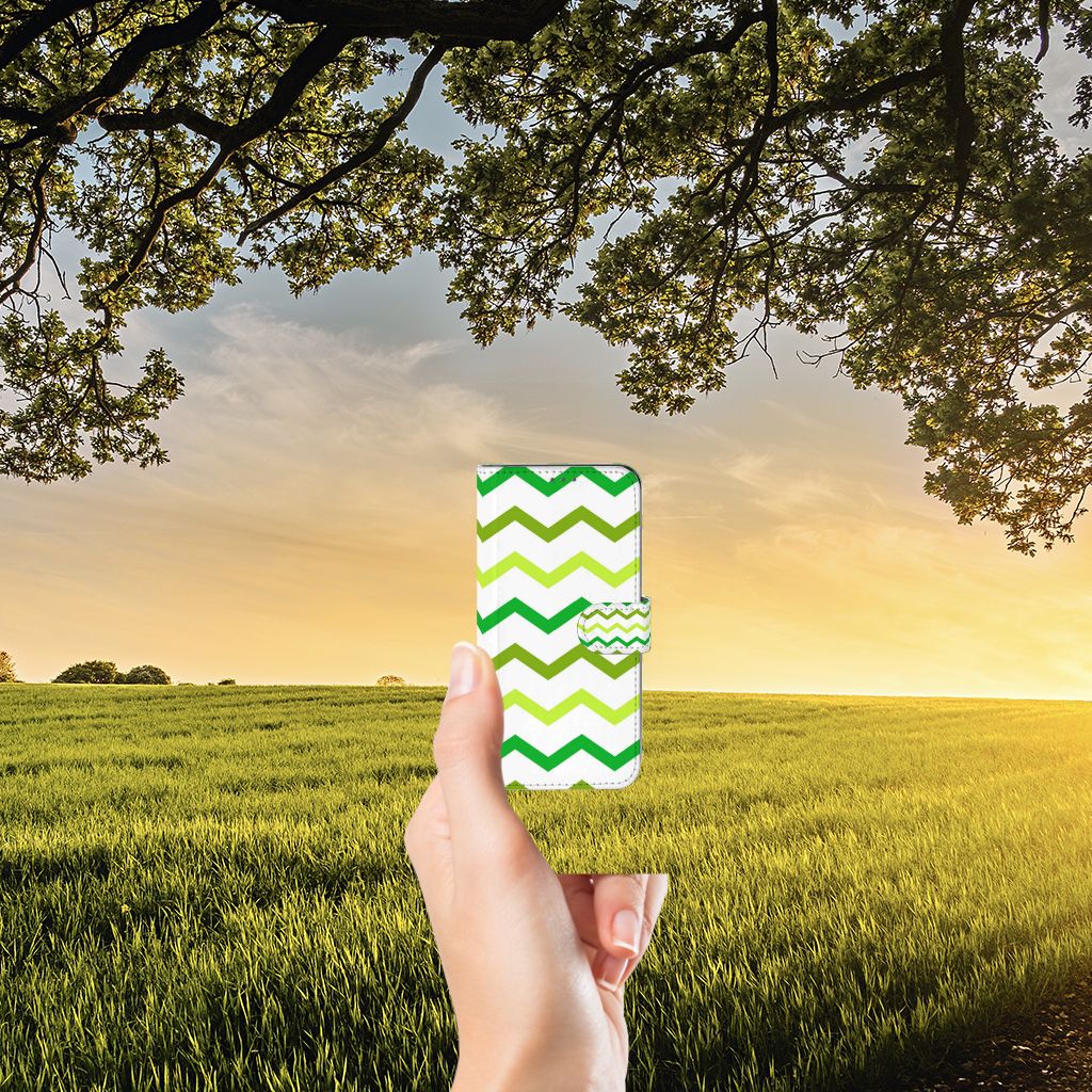 Samsung Galaxy A22 4G | M22 Telefoon Hoesje Zigzag Groen