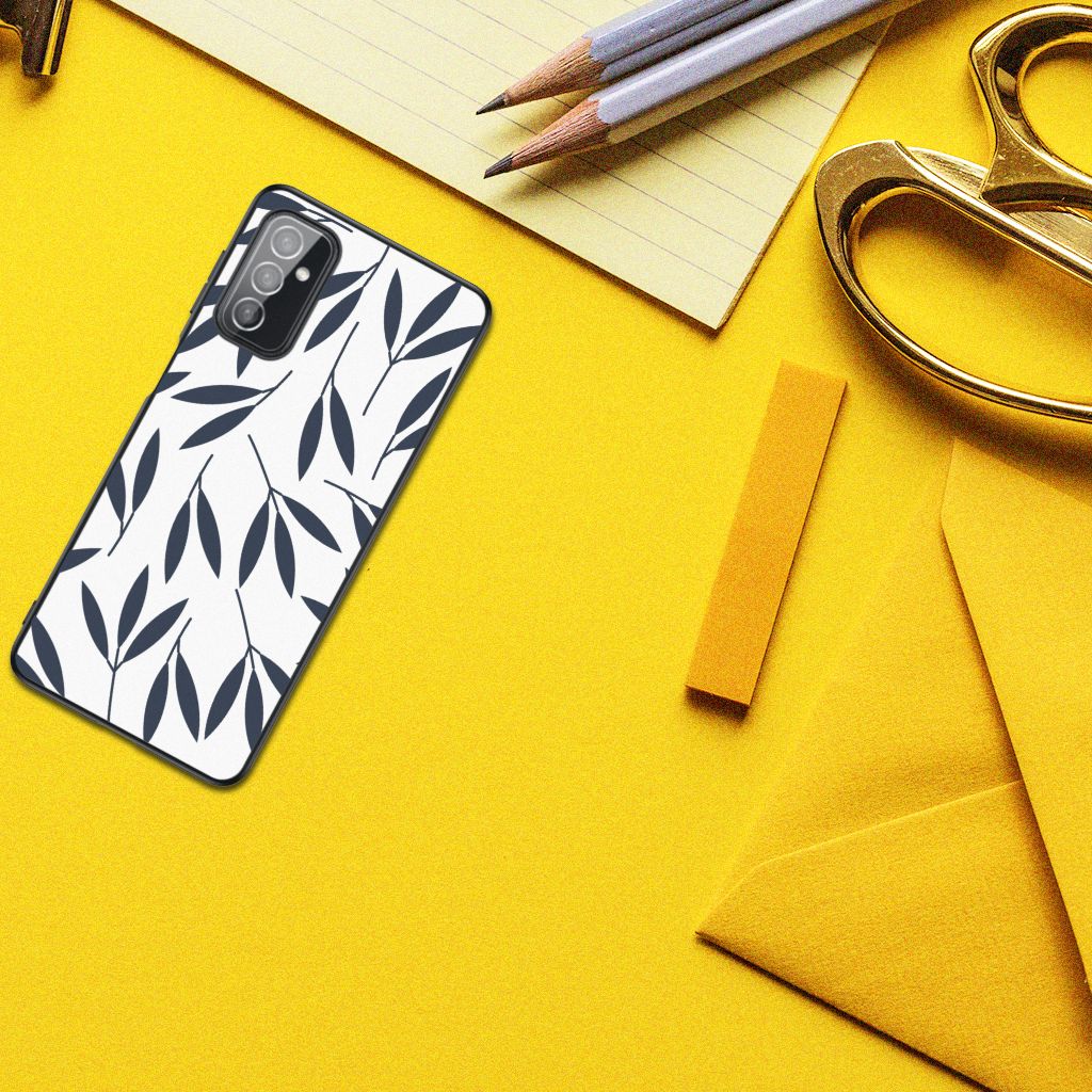Samsung Galaxy M52 Bloemen Hoesje Leaves Blue B2C Telecom