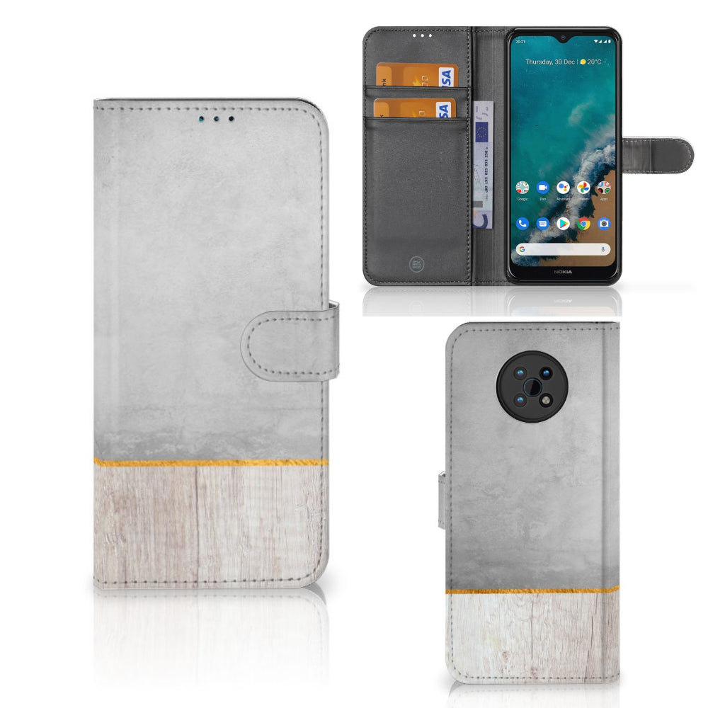 Nokia G50 Book Style Case Wood Concrete