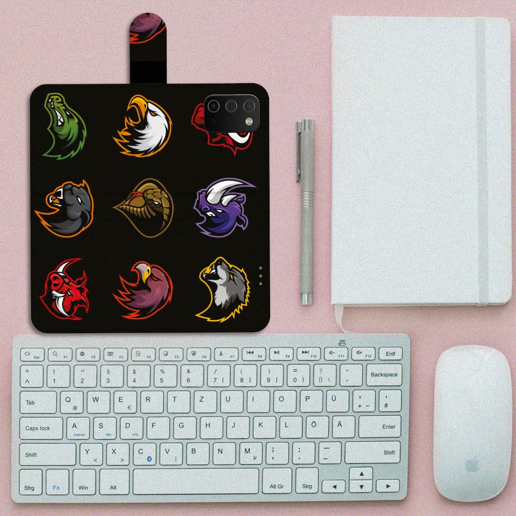 Samsung Galaxy A03s Leuk Hoesje Cartoon met kleurrijke cartoon dieren hoofdontwerpen