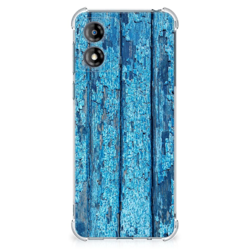 Motorola Moto E13 Stevig Telefoonhoesje Wood Blue B2C Telecom
