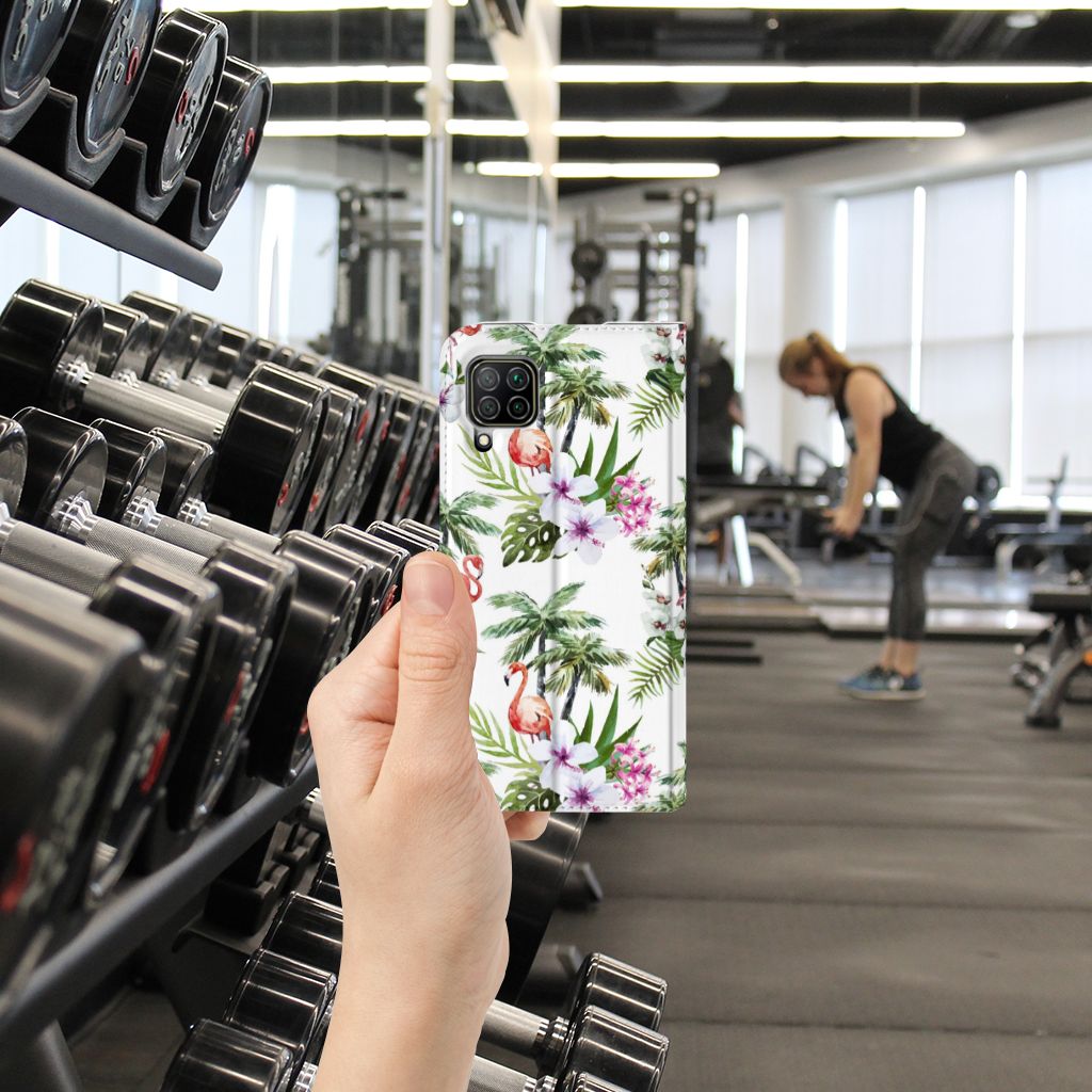 Huawei P40 Lite Hoesje maken Flamingo Palms