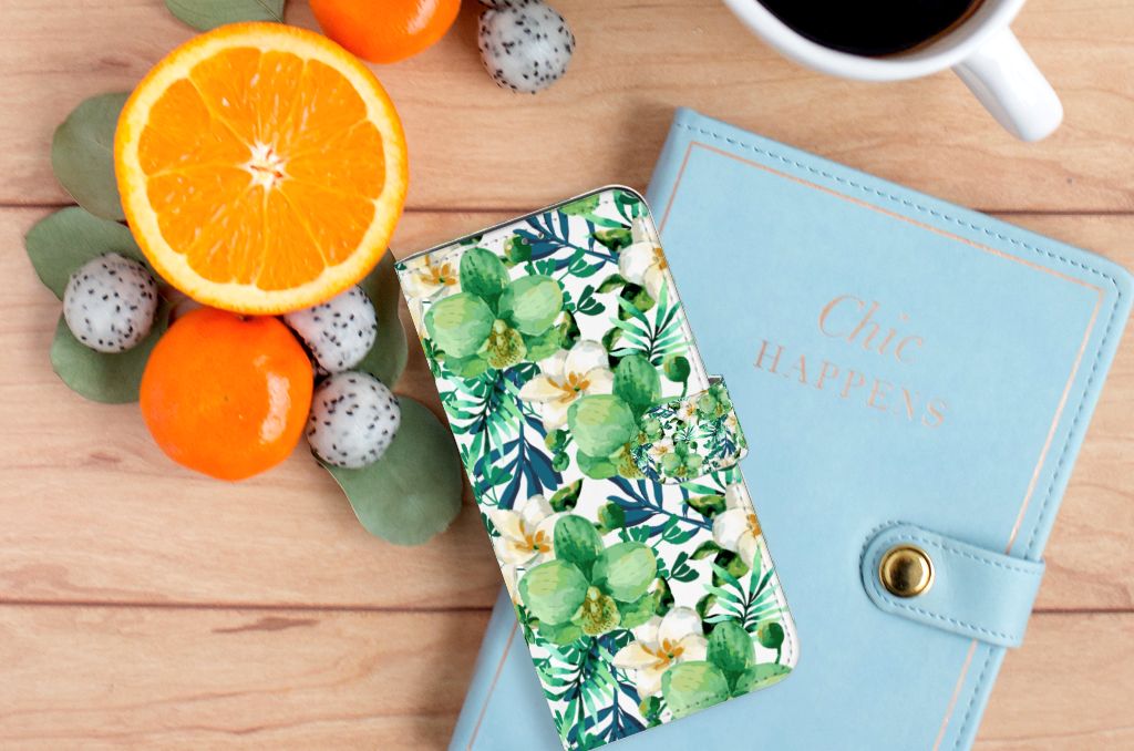 OPPO A15 Hoesje Orchidee Groen