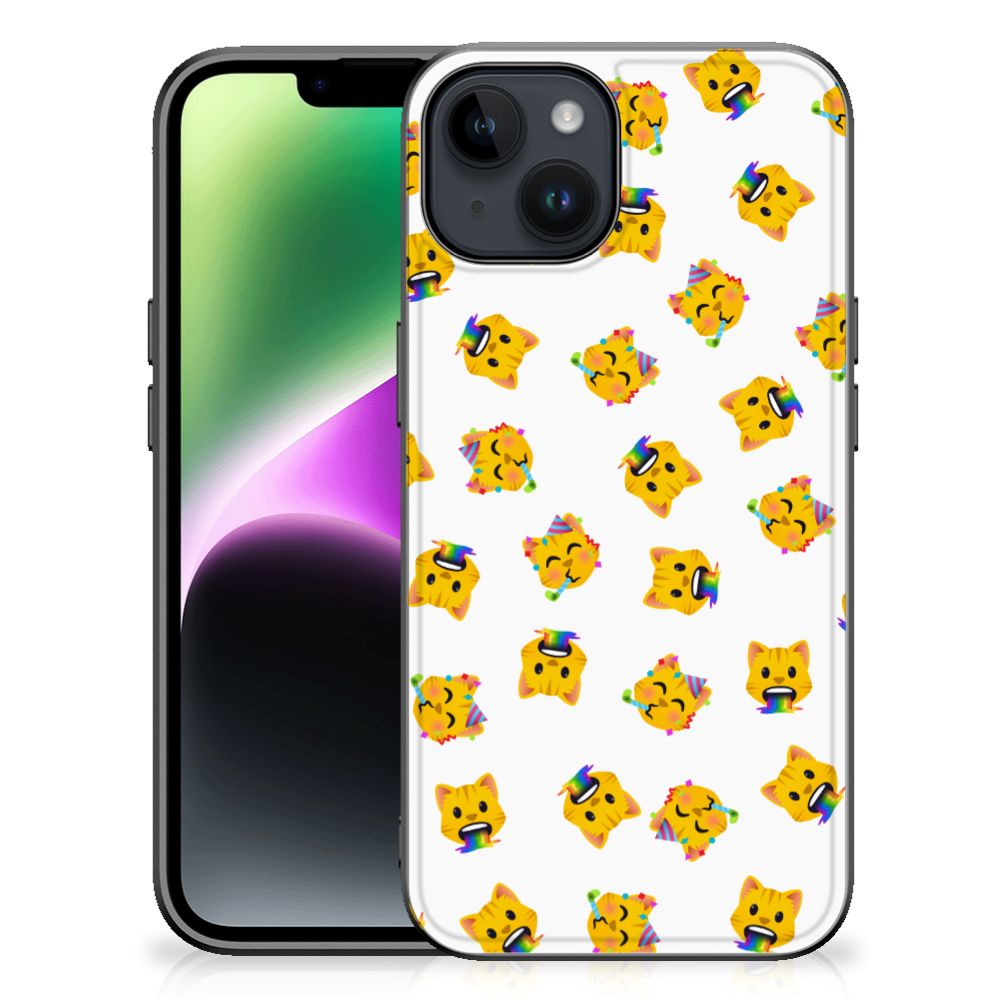 Back Case voor iPhone 15 Katten Emojis