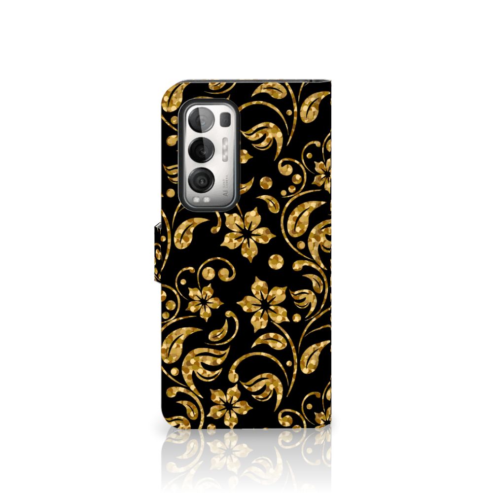 OPPO Find X3 Neo 5G Hoesje Gouden Bloemen