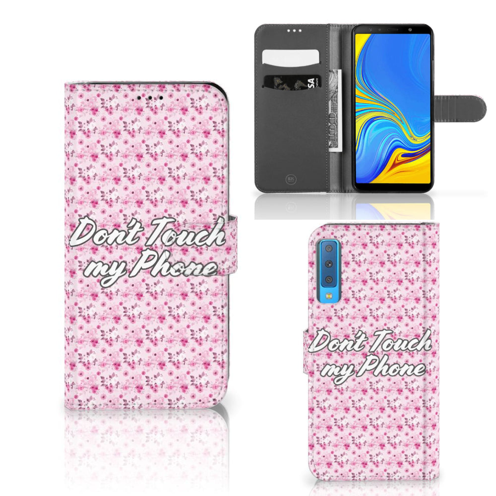 Samsung Galaxy A7 (2018) Portemonnee Hoesje Flowers Pink DTMP