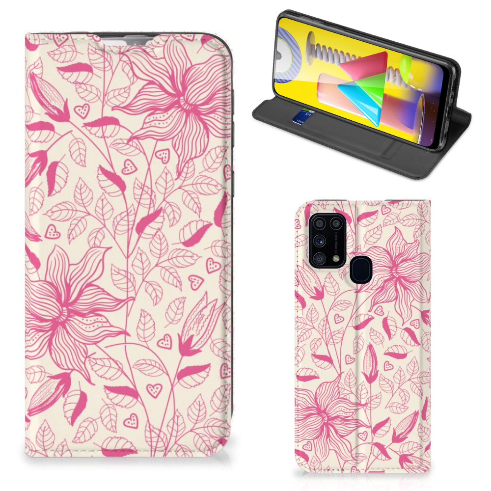 Samsung Galaxy M31 Smart Cover Pink Flowers - B2C Telecom