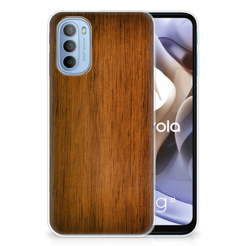 Motorola Moto G31 | G41 Bumper Hoesje Donker Hout
