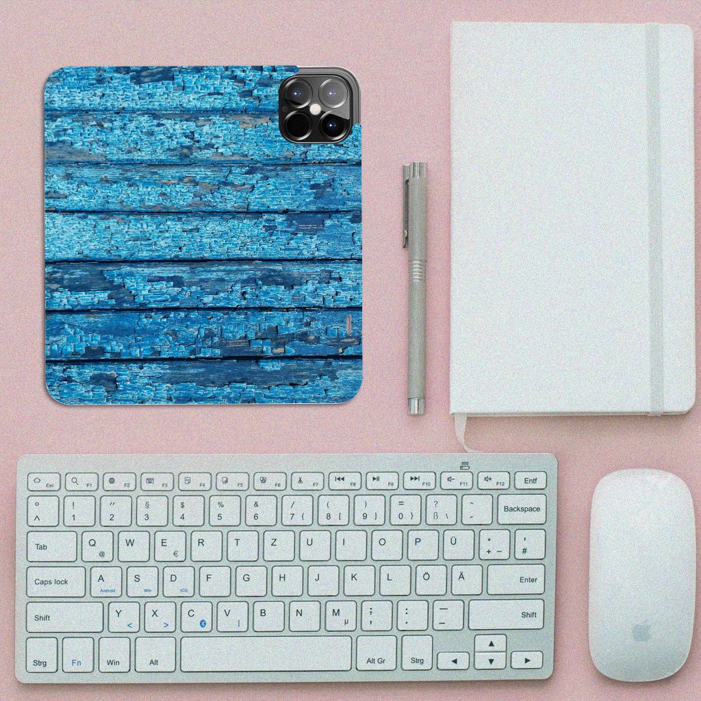 iPhone 12 Pro Max Book Wallet Case Wood Blue - B2C Telecom