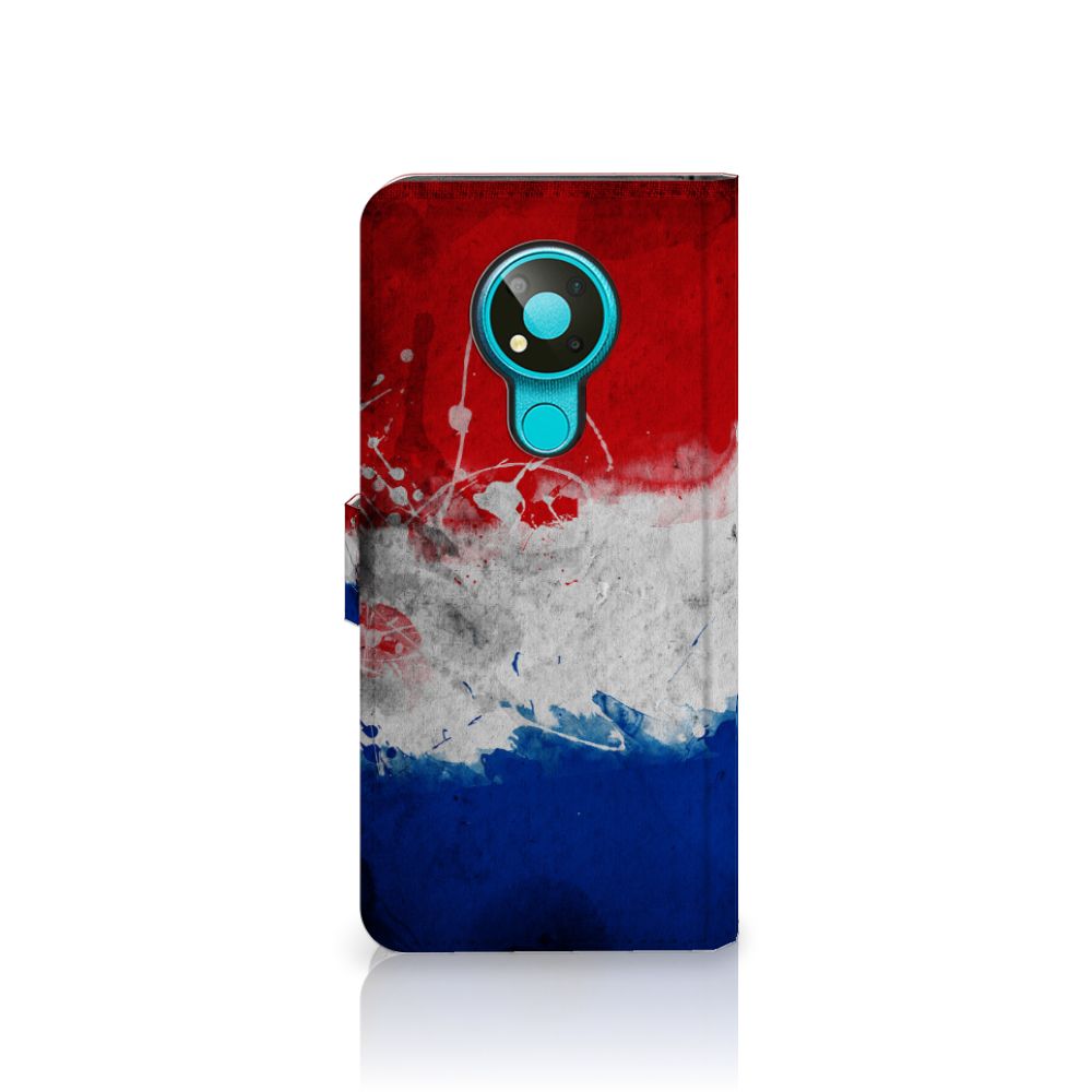 Nokia 3.4 Bookstyle Case Nederland met artistiek ontwerp van de Nederlandse vlag.