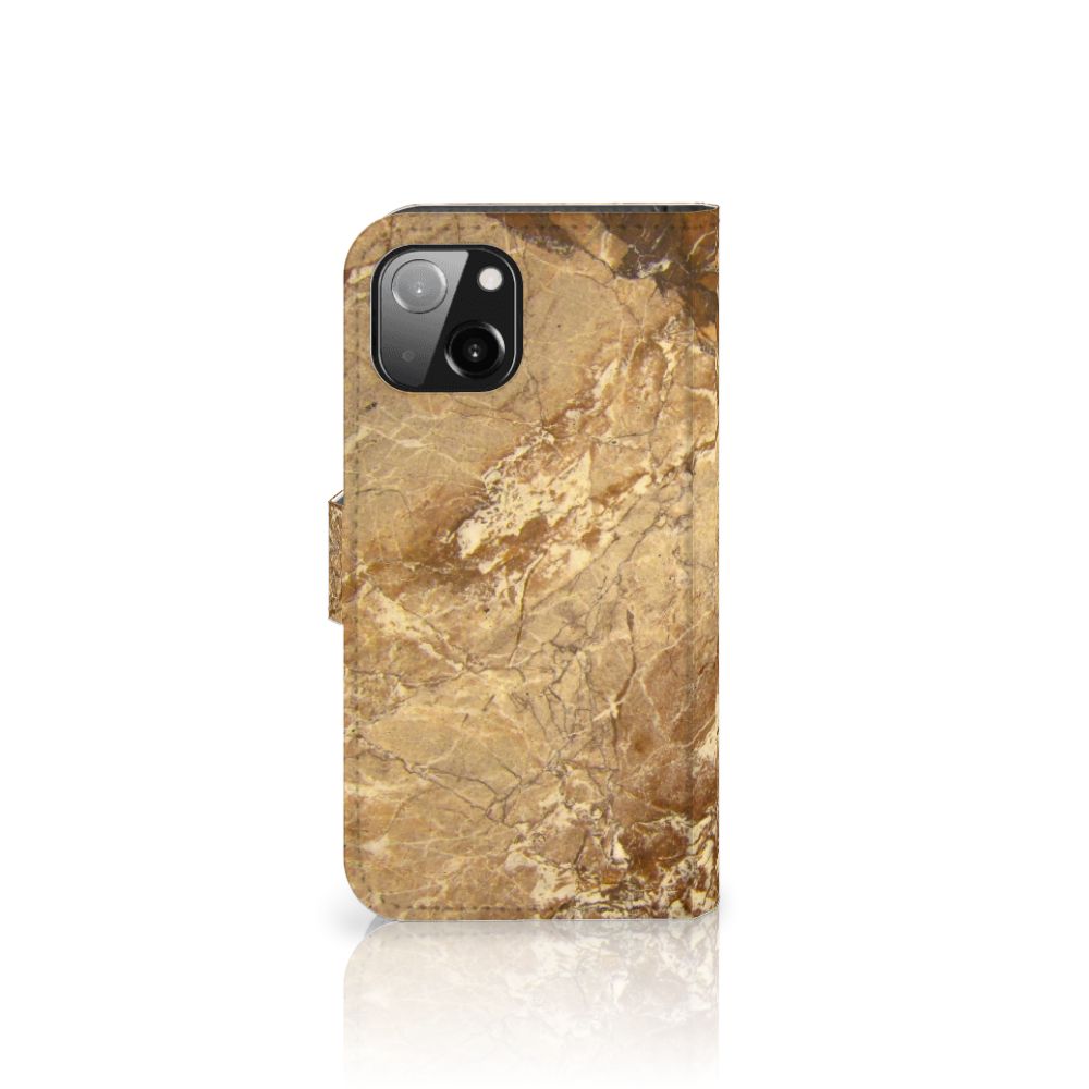 Apple iPhone 13 Bookcase Marmer Creme met marmerlook en TPU-siliconen voor bescherming