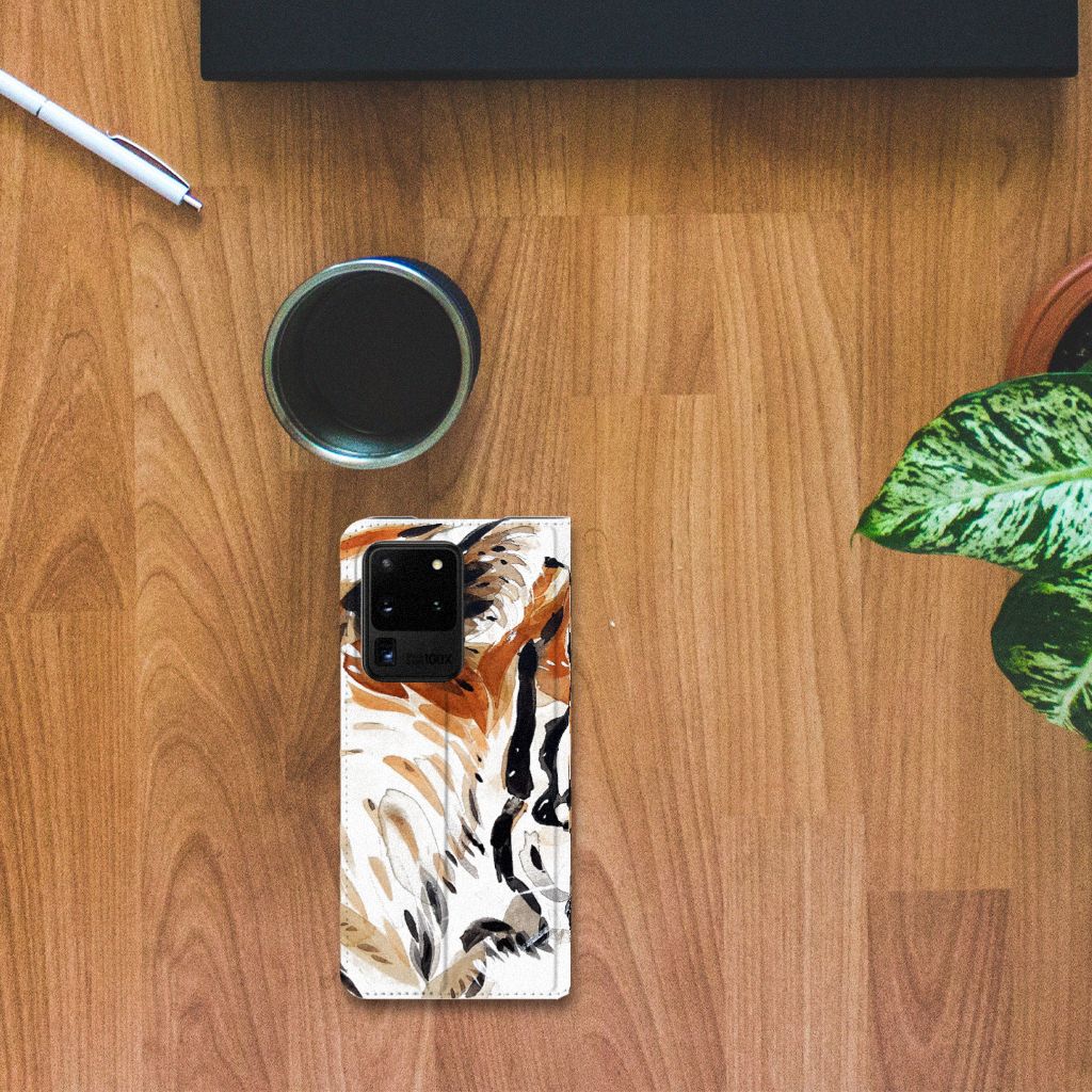 Bookcase Samsung Galaxy S20 Ultra Watercolor Tiger - B2C Telecom