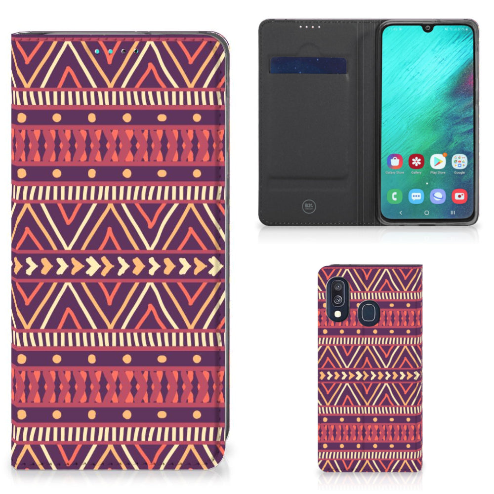 Samsung Galaxy A40 Hoesje met Magneet Aztec Paars