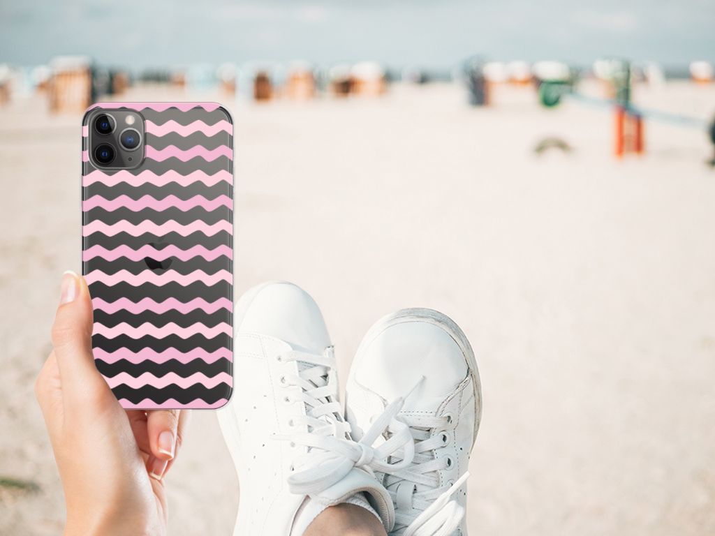 Apple iPhone 11 Pro Max TPU bumper Waves Roze