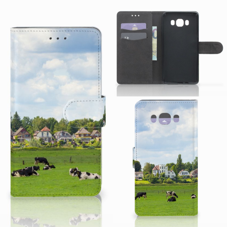 Samsung Galaxy J7 2016 Telefoonhoesje met Pasjes Koeien
