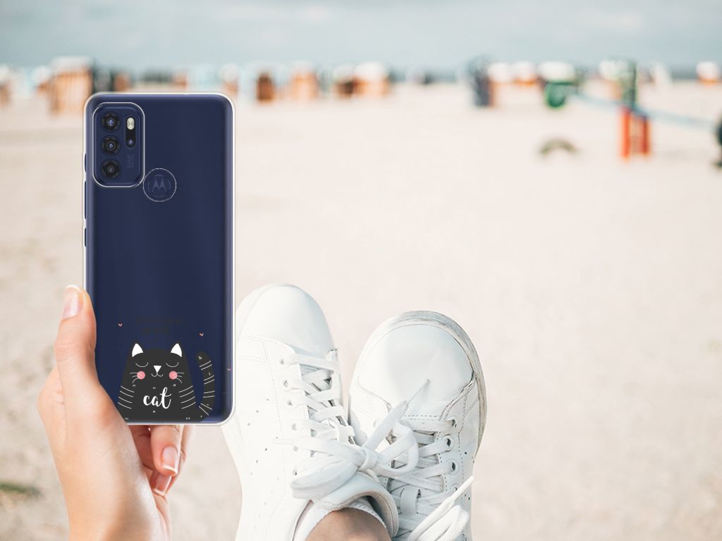Motorola Moto G60s Telefoonhoesje met Naam Cat Good Day B2C Telecom
