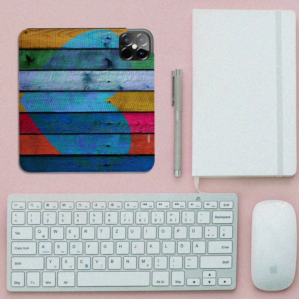iPhone 12 Pro Max Book Wallet Case Wood Heart - Cadeau voor je Vriend - B2C Telecom