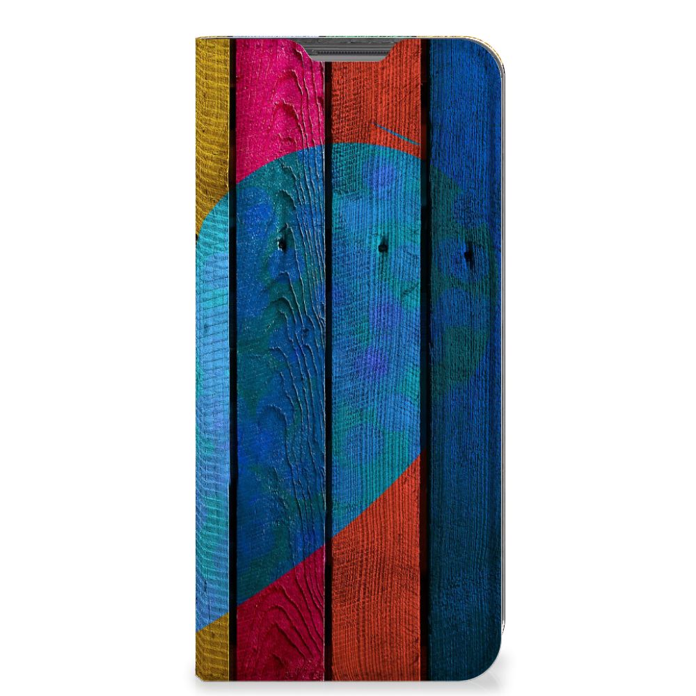 OPPO A96 | A76 Book Wallet Case Wood Heart - Cadeau voor je Vriend - B2C Telecom
