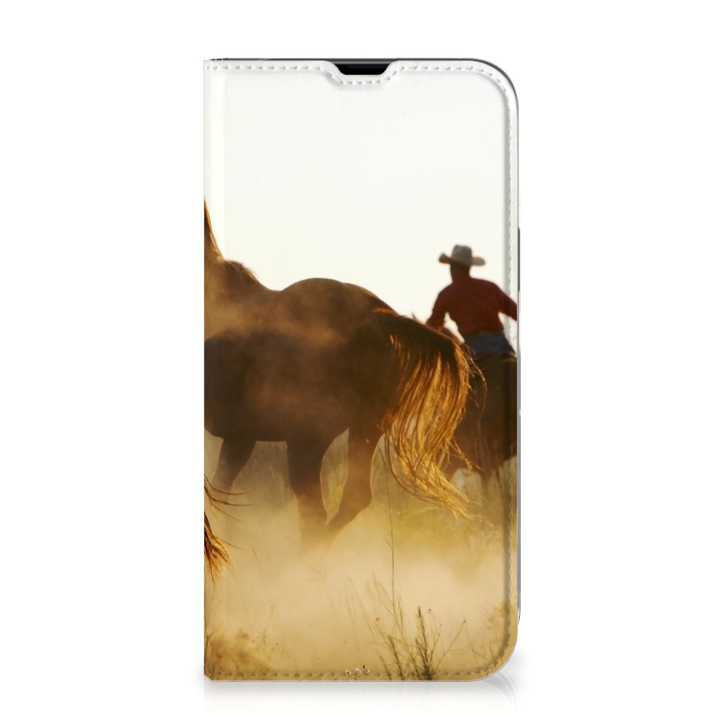 iPhone 13 Pro Max Hoesje maken Design Cowboy met paarden en cowboy in de zonsopgang.