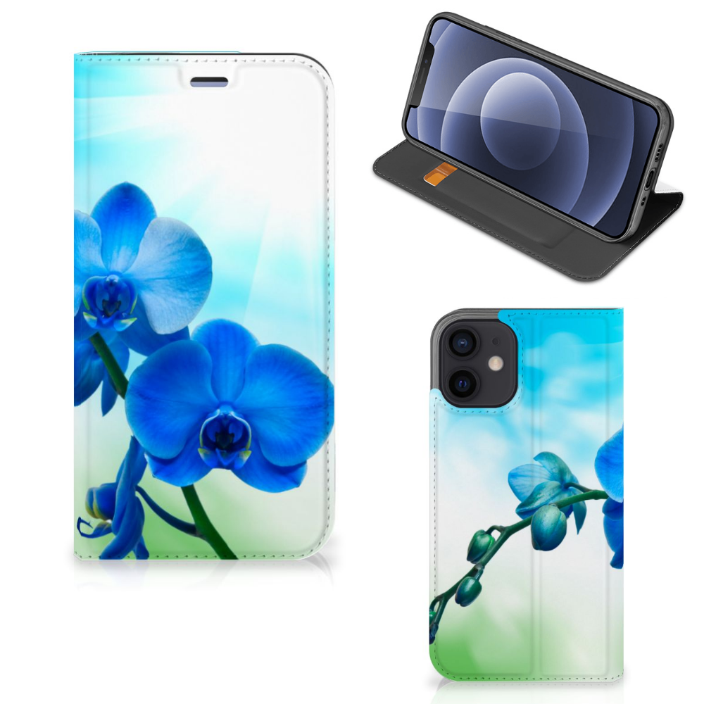 iPhone 12 Mini Smart Cover Orchidee Blauw - Cadeau voor je Moeder - B2C Telecom