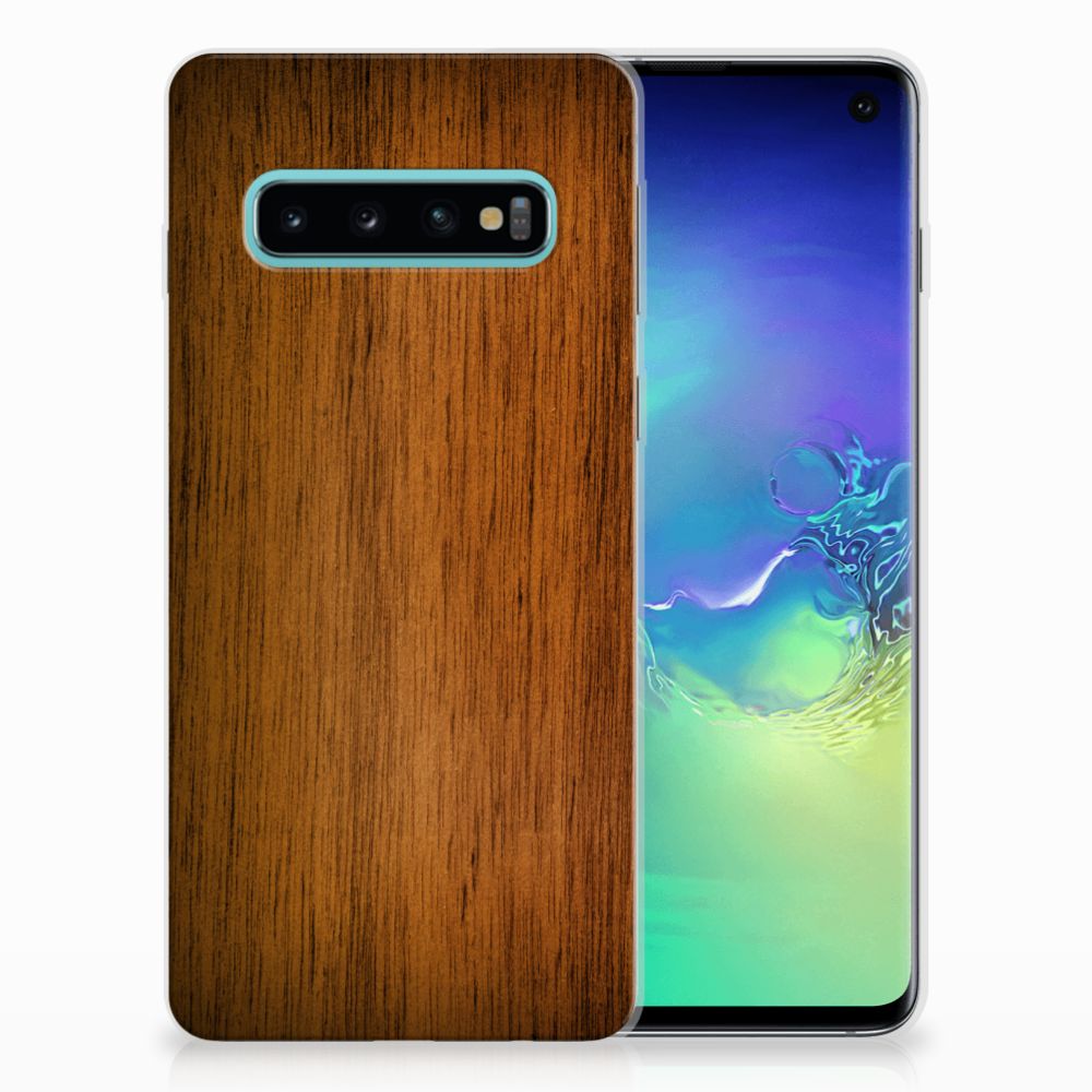 Samsung Galaxy S10 Bumper Hoesje Donker Hout