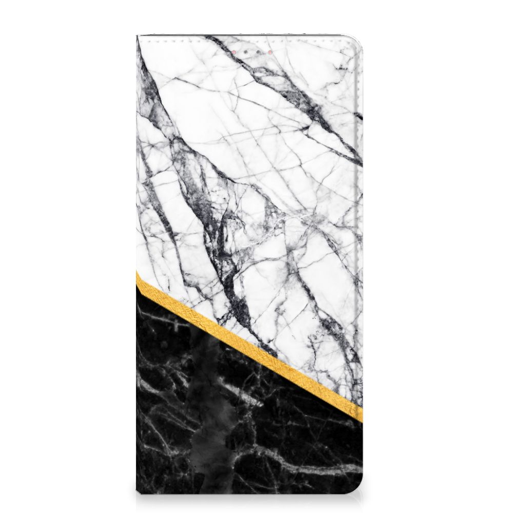 Samsung Galaxy A13 (4G) Standcase Marmer Wit Zwart - Origineel Cadeau Man