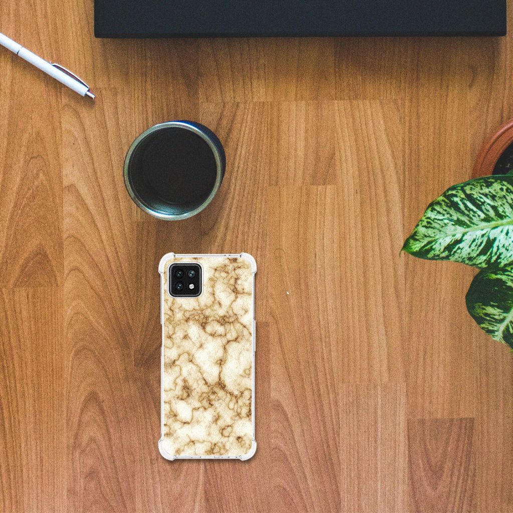 OPPO A53 5G | A73 5G Anti-Shock Hoesje Marmer Goud B2C Telecom