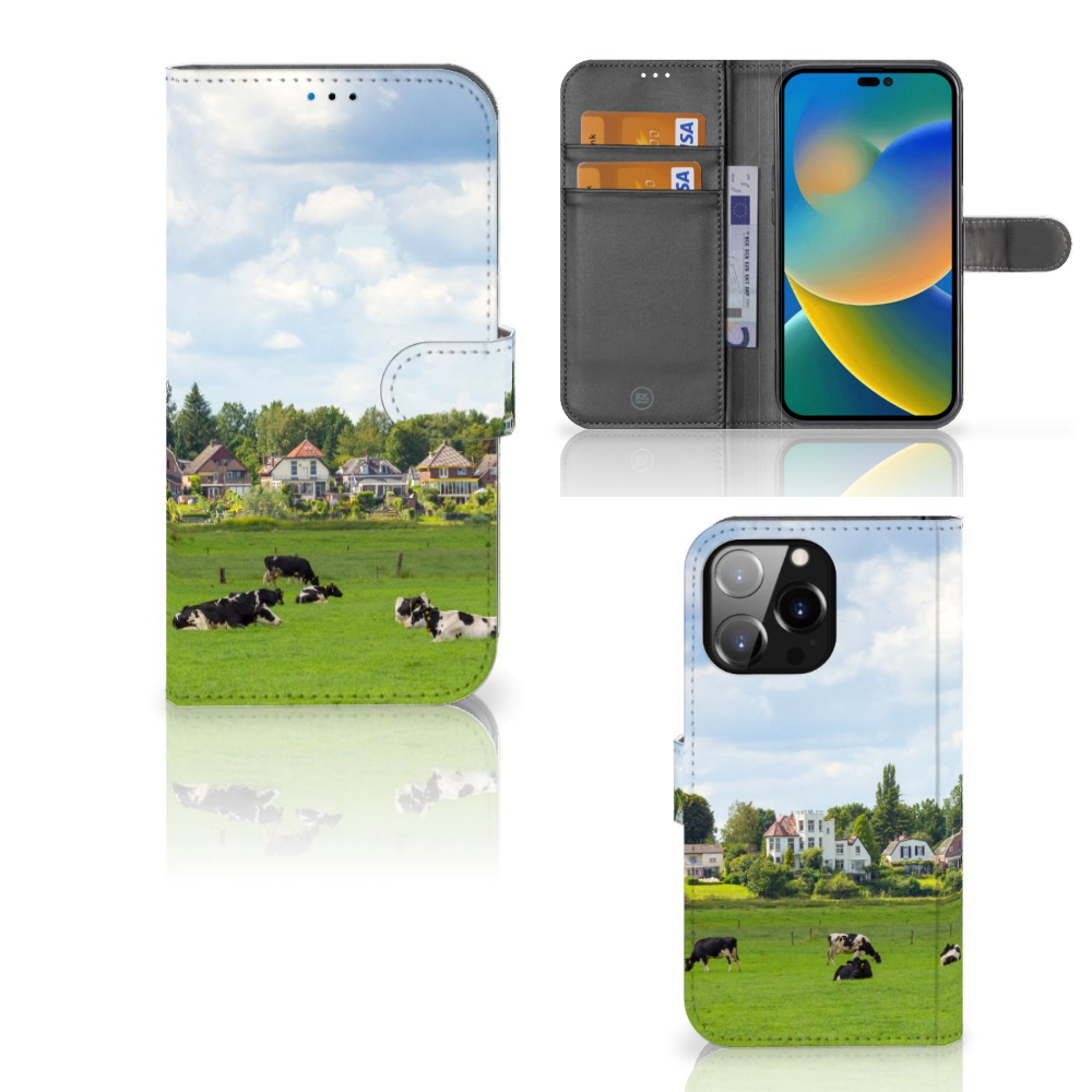 iPhone 14 Pro Max Telefoonhoesje met Pasjes Koeien