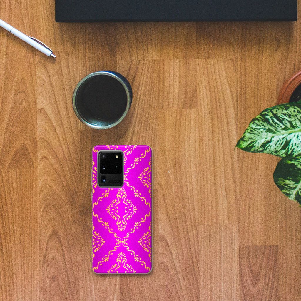 Siliconen Hoesje Samsung Galaxy S20 Ultra Barok Roze B2C Telecom