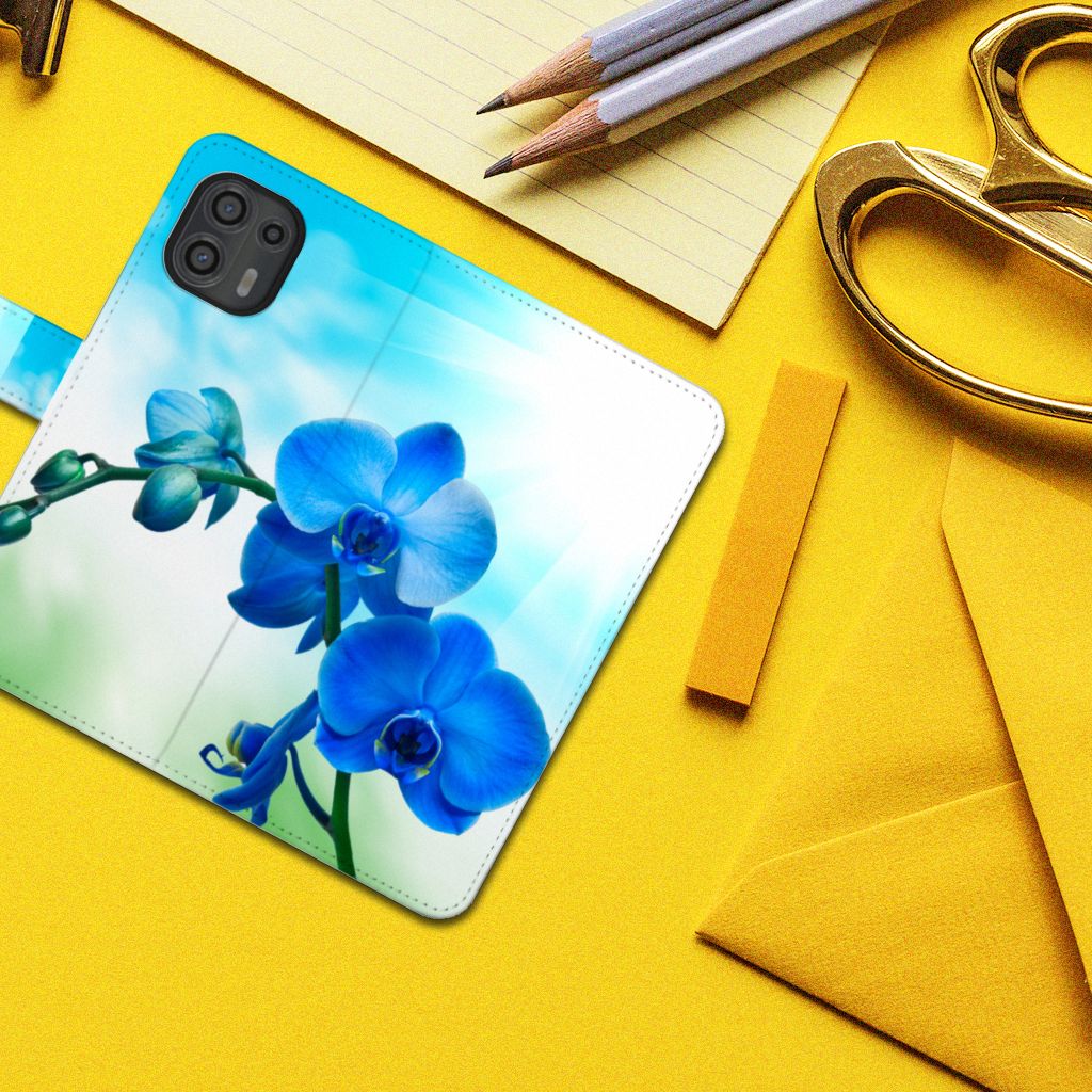 Motorola Edge 20 Lite Hoesje Orchidee Blauw - Cadeau voor je Moeder