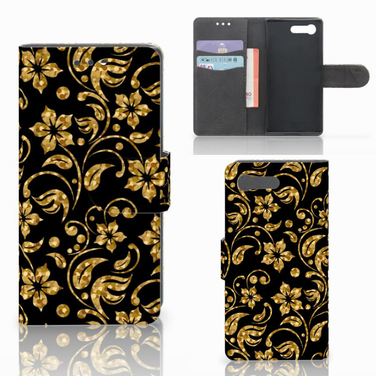 Sony Xperia X Compact Hoesje Gouden Bloemen