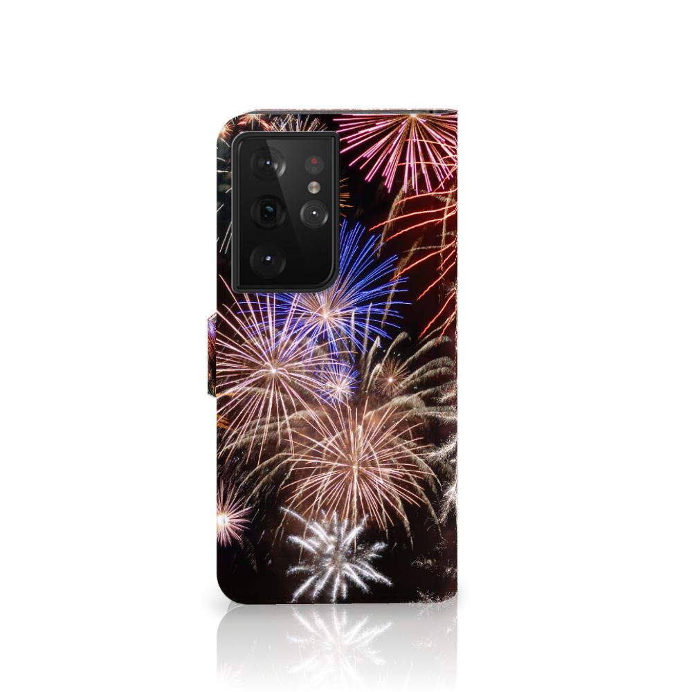 Samsung Galaxy S21 Ultra Wallet Case met Pasjes Vuurwerk