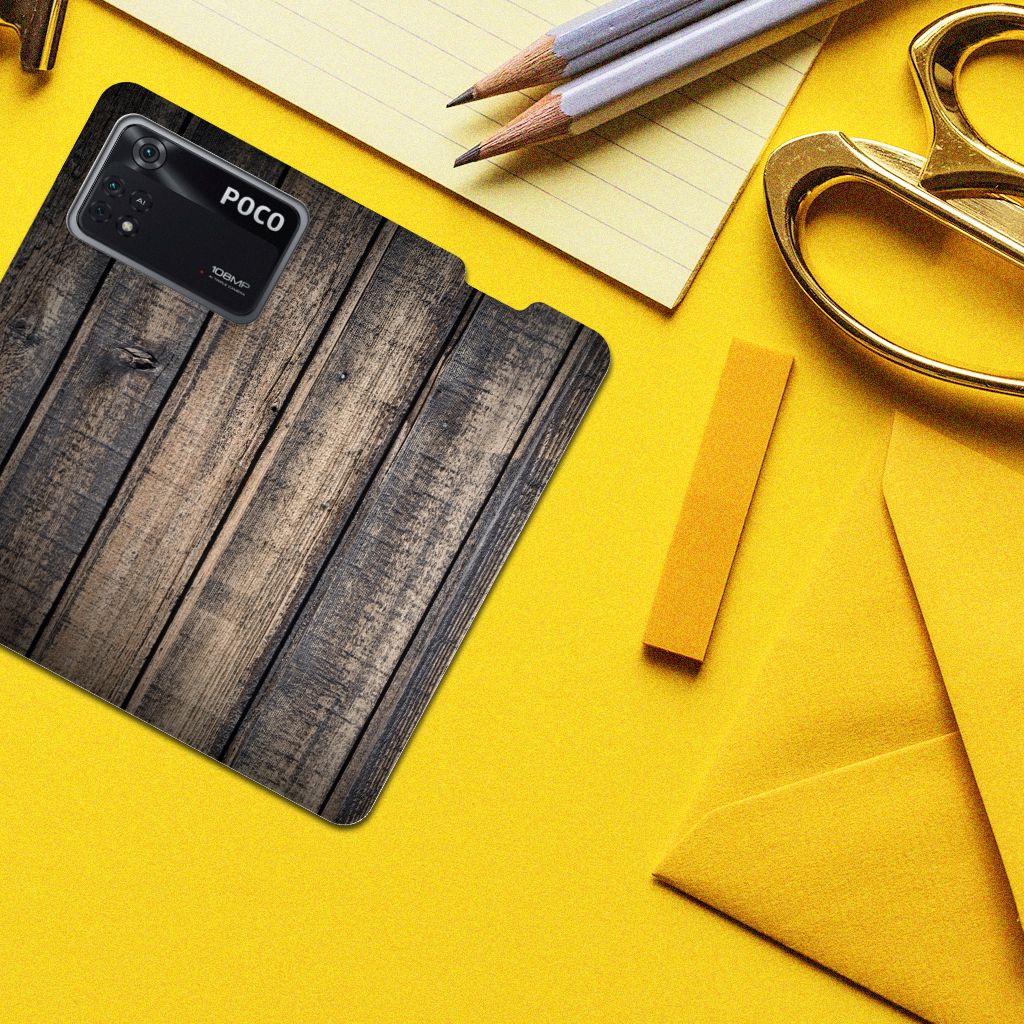 Poco X4 Pro 5G Book Wallet Case Steigerhout - B2C Telecom