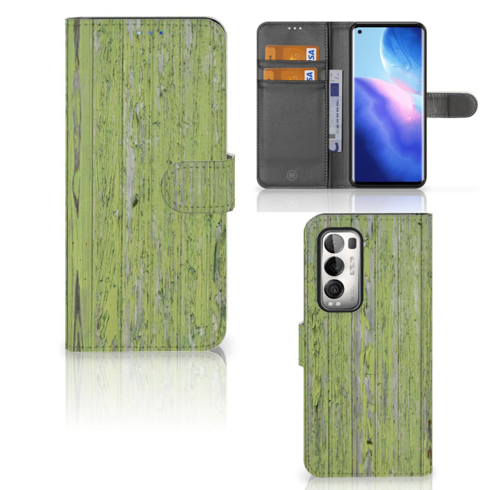 OPPO Find X3 Neo 5G Book Style Case Green Wood